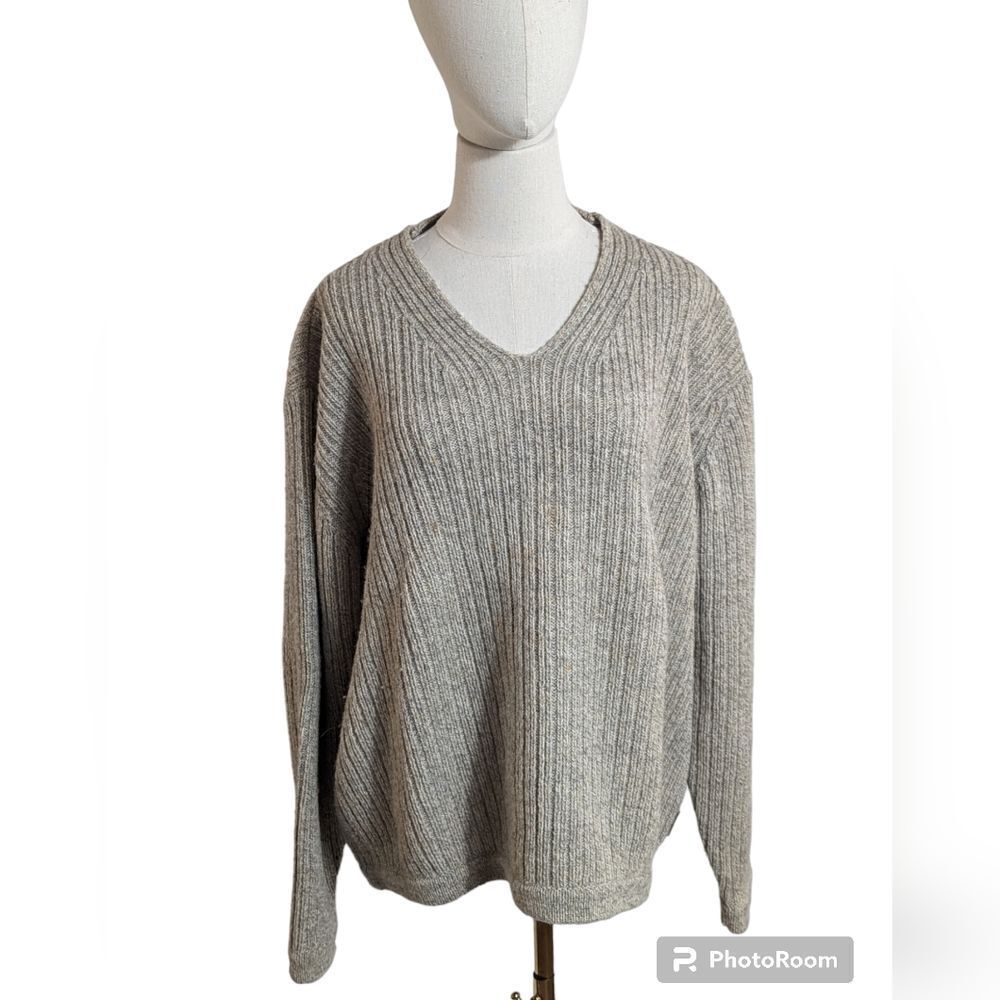 Woolrich Gray V Neck Wool Blend Sweater